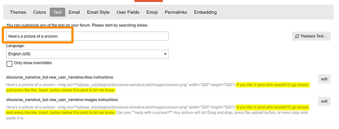 Edit site texts
