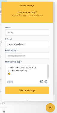 Widget di chat HelpScout aperto