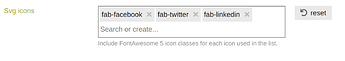 impostazione per le icone link extra