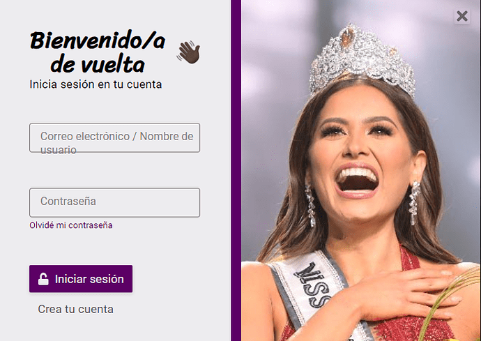 Login page
