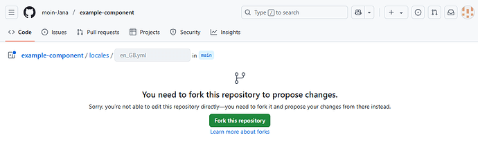 Interface do GitHub informando que você precisa fazer um fork do repositório e oferecendo um botão para isso