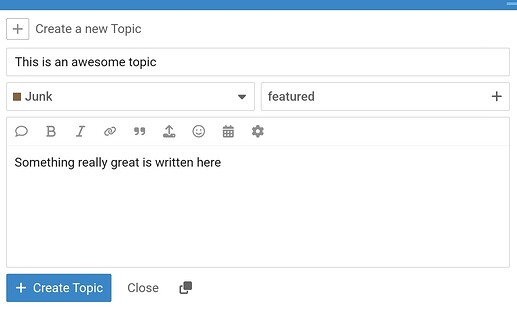 Esta é uma captura de tela de uma interface de usuário mostrando uma caixa de texto com o texto de espaço reservado "Este é um tópico incrível". Na parte inferior, há um ícone de link. (Legenda por IA)