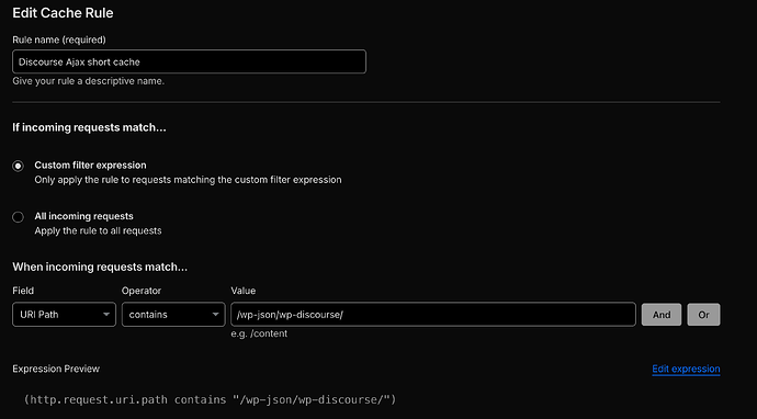 Create cache rule, apply to the URL path...
