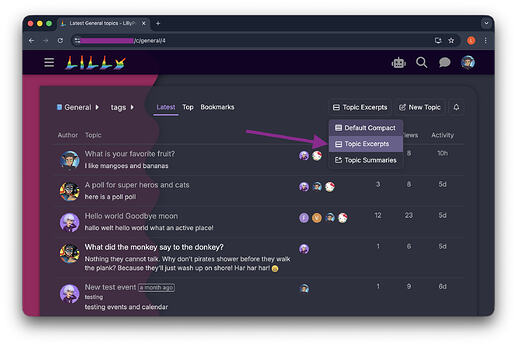 ux - topic lists exerpts