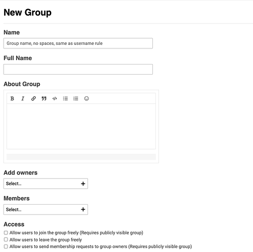 creando un nuevo grupo