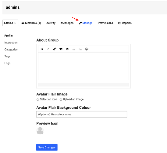 Manage Tab