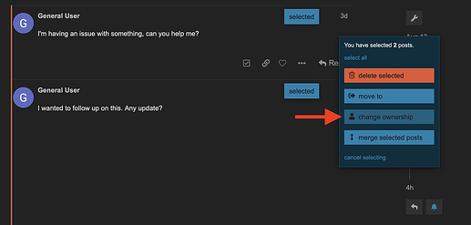 Change ownership for multiple posts