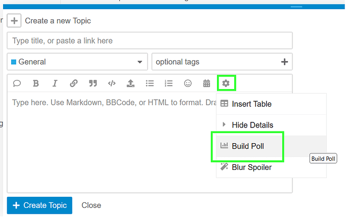 build poll option in options menu
