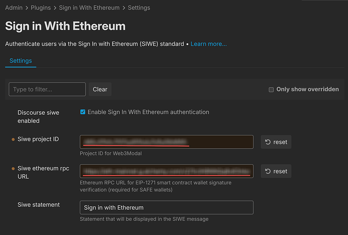 plugin settings