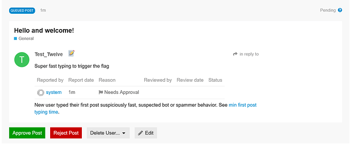 New user typed too fast