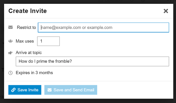 create invite