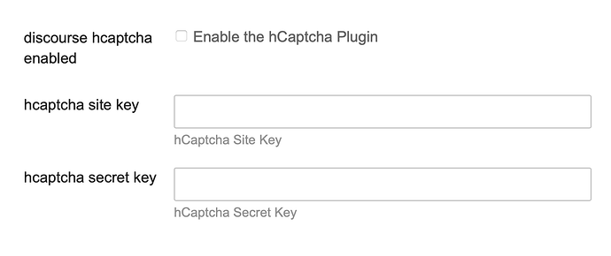 Paramètres du plugin hCaptcha