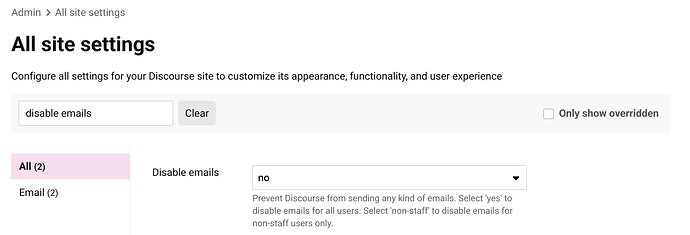Disable emails