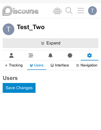Ein Screenshot einer Discourse-Weboberfläche, die einen Testkanal namens "Test_Two" im Abschnitt "Benutzer" zeigt. (Beschriftet von KI)
