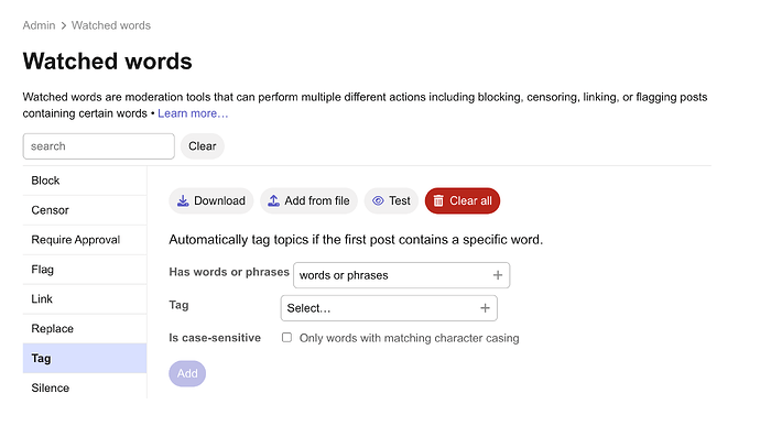 Watched Words > Tag