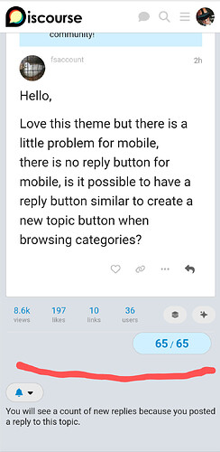 Vous regardez une capture d'écran d'une conversation sur une plateforme mobile, avec une nouvelle publication s'interrogeant sur un bouton de réponse similaire à celui utilisé lors de la navigation dans les catégories. (Légendé par l'IA)
