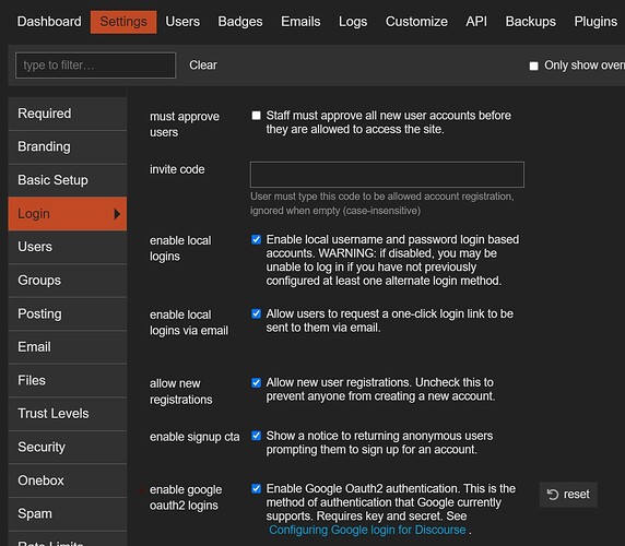 login-settings