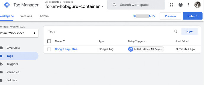 Esta imagem exibe uma tela da interface do Gerenciador de tags, mostrando tags relacionadas a um espaço de trabalho padrão com opções para visualizar e editar tags. (Legenda por IA)