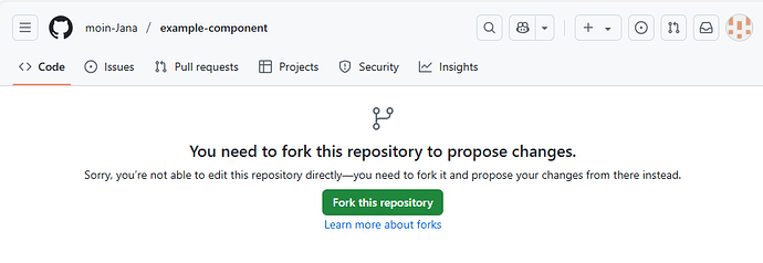 Interface do GitHub informando que você precisa fazer um fork do repositório e oferecendo um botão para isso