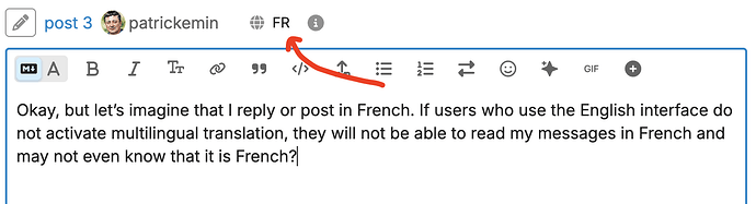 composer shows detected language is French
