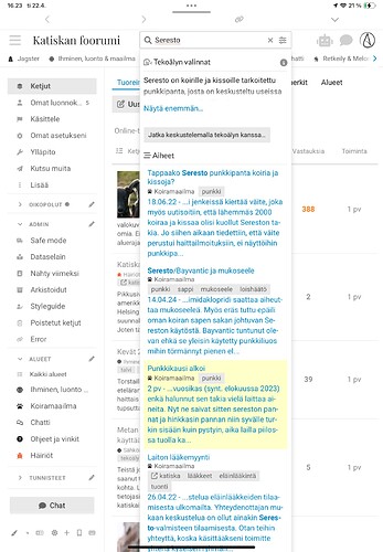 L'immagine mostra uno screenshot di un forum online in lingua finlandese con varie discussioni e argomenti, che presenta in modo prominente discussioni su altoparlanti target e punk. (Didascalia generata dall'IA)