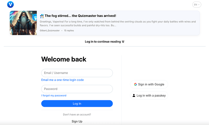 Topic Card on Login