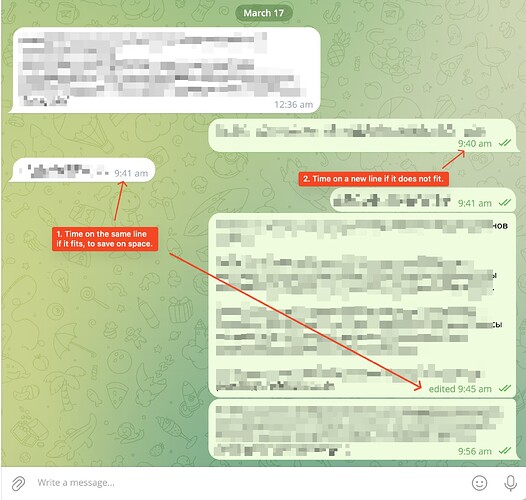 timestamps on the same line if they fit, and on a new line if they don't
