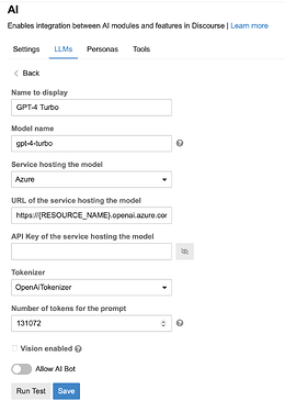 Azure LLM configuration