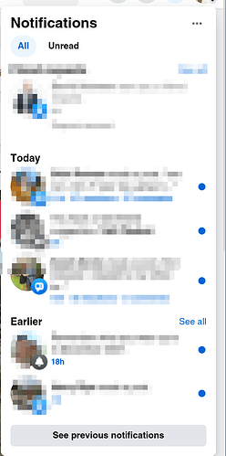 The image shows a list of notifications from a messaging app, with each notification partially obscured by gray blurred text for privacy. (Captioned by AI)