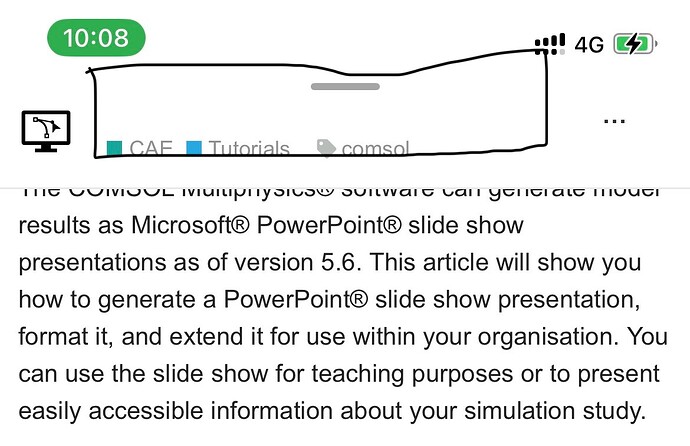 L'immagine mostra uno screenshot di una pagina web con un titolo su un tutorial per la generazione e l'utilizzo di una presentazione di diapositive Microsoft PowerPoint per studi di simulazione. (Sottotitolato dall'IA)