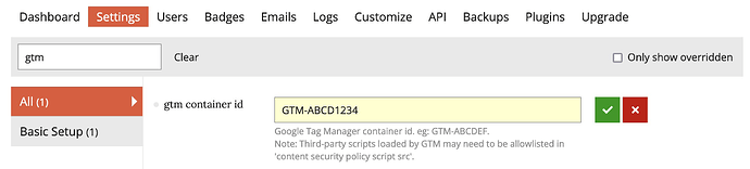 Discourse GTM setup