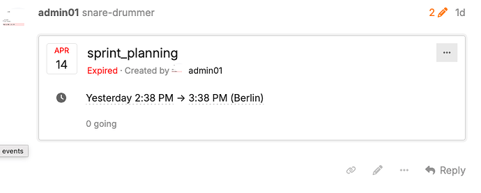 screenshot of broken post event widget
