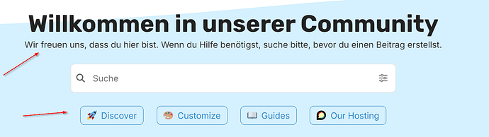 La imagen muestra una página de bienvenida para un portal comunitario con opciones para buscar, explorar, personalizar contenido, acceder a guías y aprender sobre alojamiento. (Subtitulado por IA)