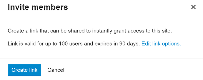 Invite Members Default Options