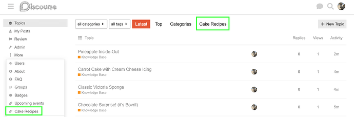 cake recipe display text