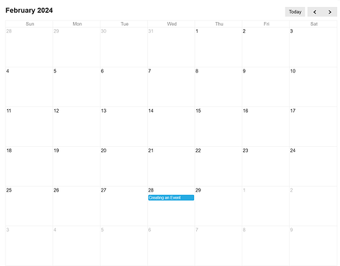 calendrier des événements à venir