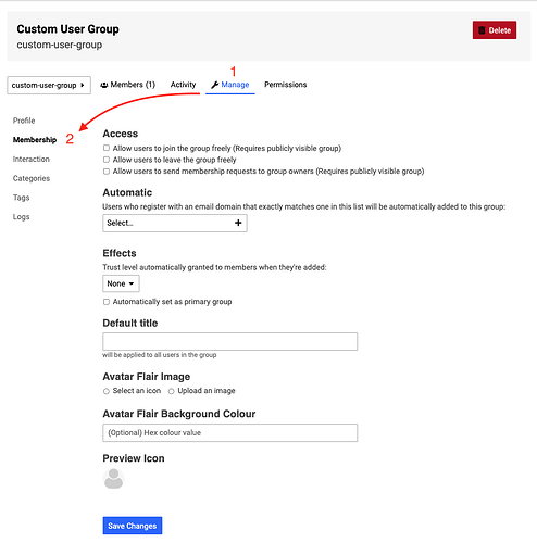 Membership Tab