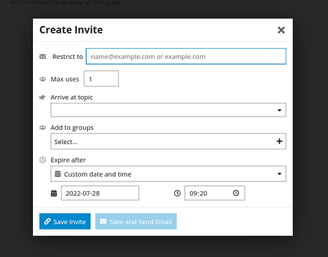 create invite