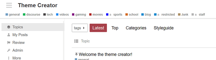 categories navbar example