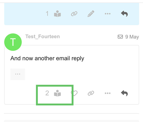 A screenshot depicts an email interface with a test email titled 'Test_Fourteen' and a subsequent reply with a numbered indicator and interaction icons. (Captioned by AI)