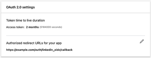 LinkedIn redirect URL configuration