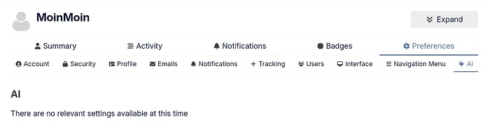 There are no relevant settings available at this time
