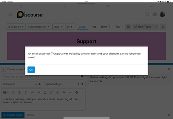 L'image montre un message pop-up dans le logiciel Discourse indiquant : (Légendé par l'IA)