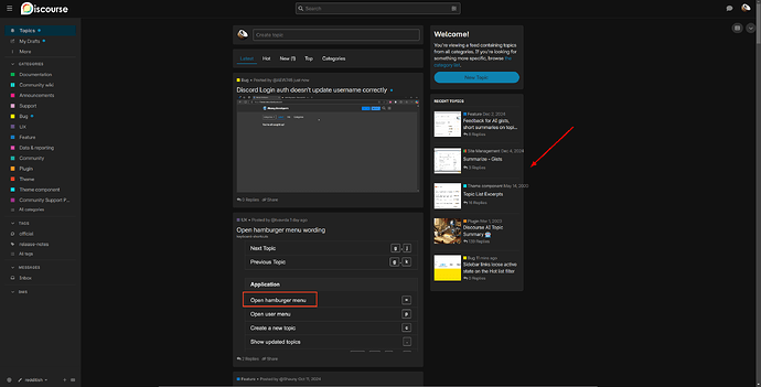 The image shows a Discord interface with a roaming cursor highlighting the "Open hamburger menu" button. (Captioned by AI)