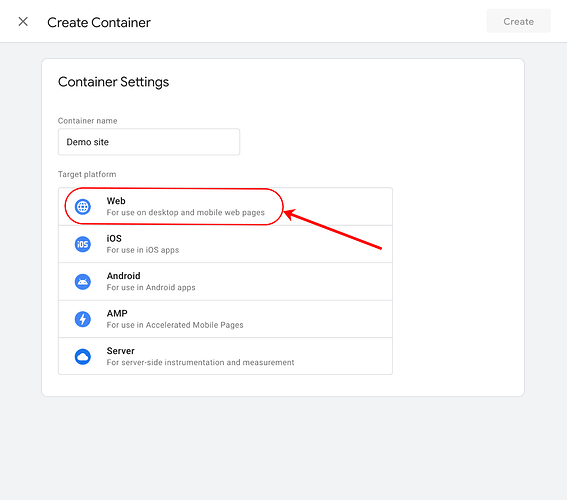 Create container