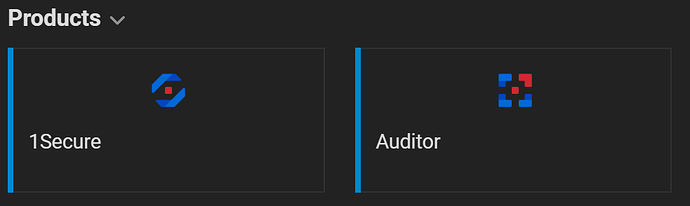Das Bild zeigt die Logos von „1Secure“ und „Auditor“ mit einem Dropdown-Menü mit der Bezeichnung „Products“. (Beschriftet von KI)