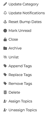 Bulk actions menu