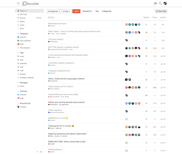 Discourse Home Interface