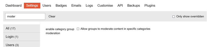 enable category group moderation
