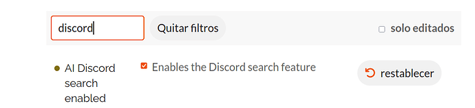 Un risultato di ricerca che mostra "discord" con la ricerca AI di Discord abilitata e un'opzione per "rispondere", oltre a una casella di controllo per "solo modificati", viene visualizzato su uno schermo. (Sottotitolato da AI)